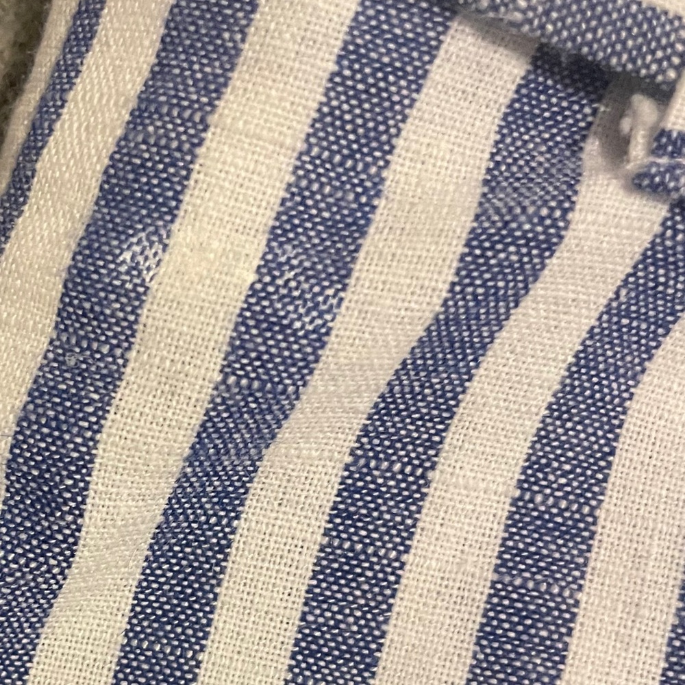 3/$15 Love Tree Blue & White Striped Linen Style Cotton Shorts Tie Belt  M - Picture 7 of 8